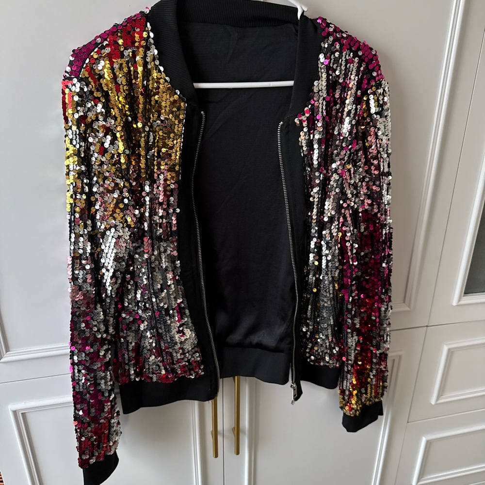 Sequin Bomber Jacket - Multicolor